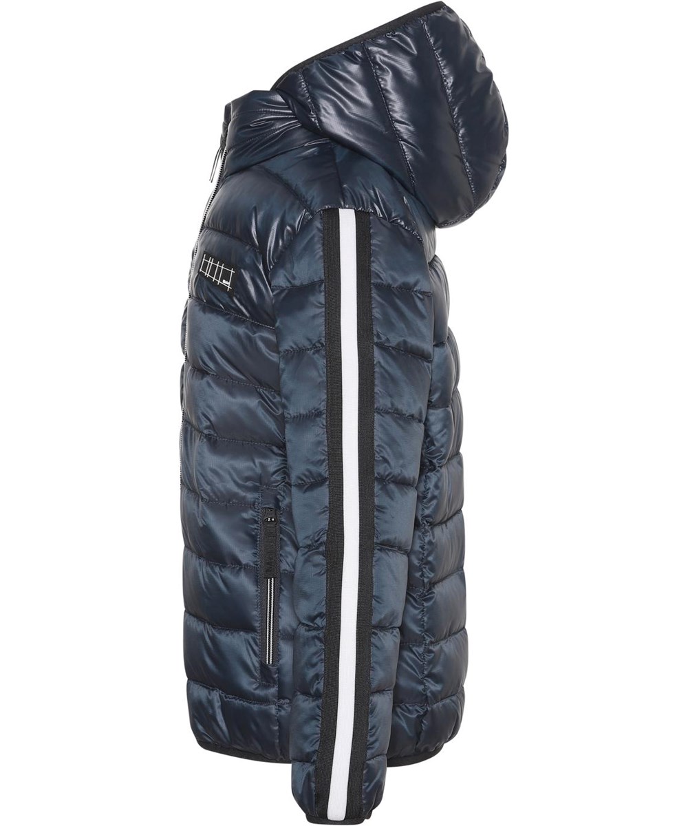 Hao - Carbon - Blue recycled winter jacket with stripe