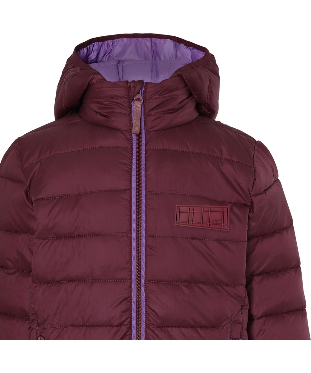 Hao - Maroon - Bordeaux winter down jacket with purple lining 