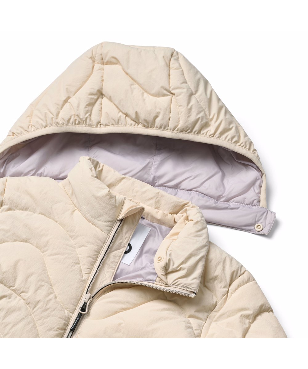 Hao - Vanilla - Off-white water-repellent puffer jacket for children made of recycled nylon.