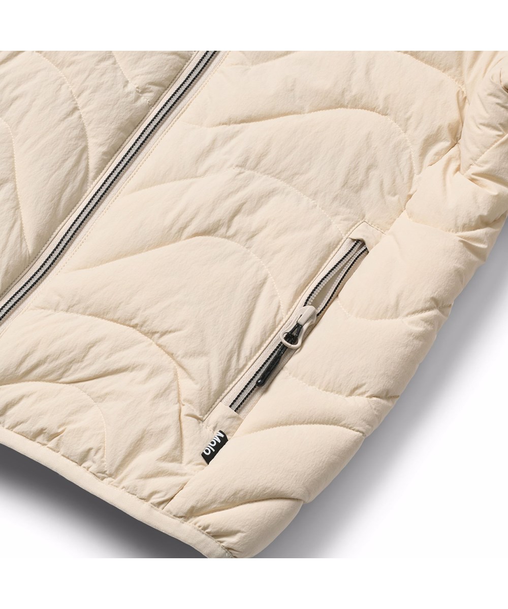 Hao - Vanilla - Off-white water-repellent puffer jacket for children made of recycled nylon.