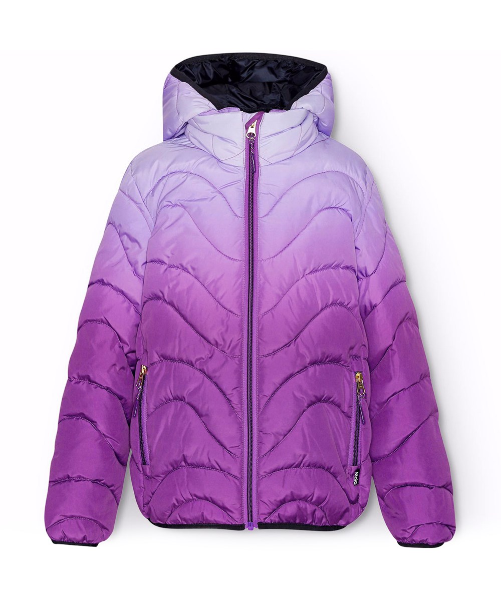 Hao - Warm Purple - Water-repellent children's puffer jacket in purple gradient colours.