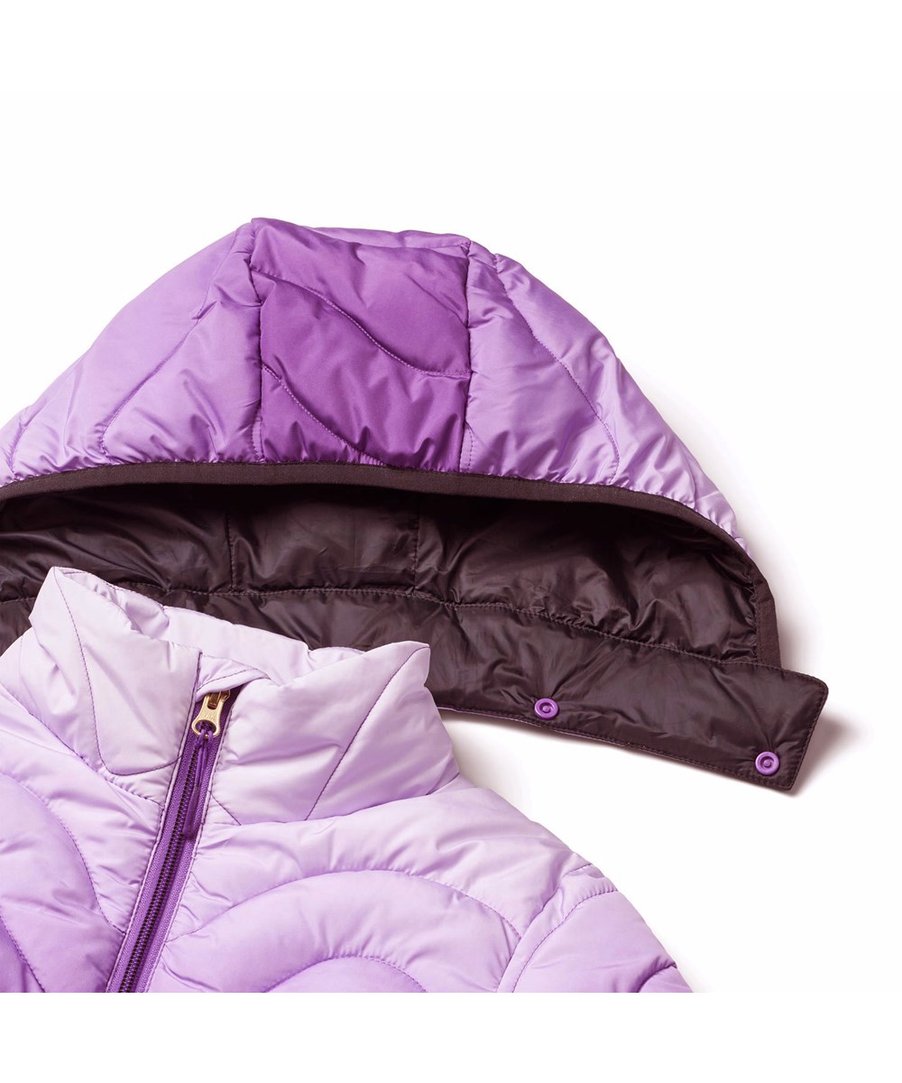 Hao - Warm Purple - Water-repellent children's puffer jacket in purple gradient colours.
