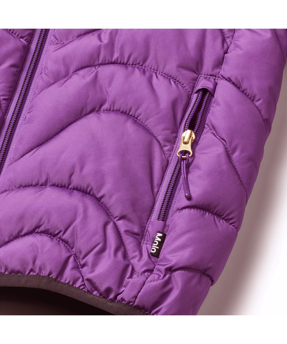 Hao - Warm Purple - Water-repellent children's puffer jacket in purple gradient colours.
