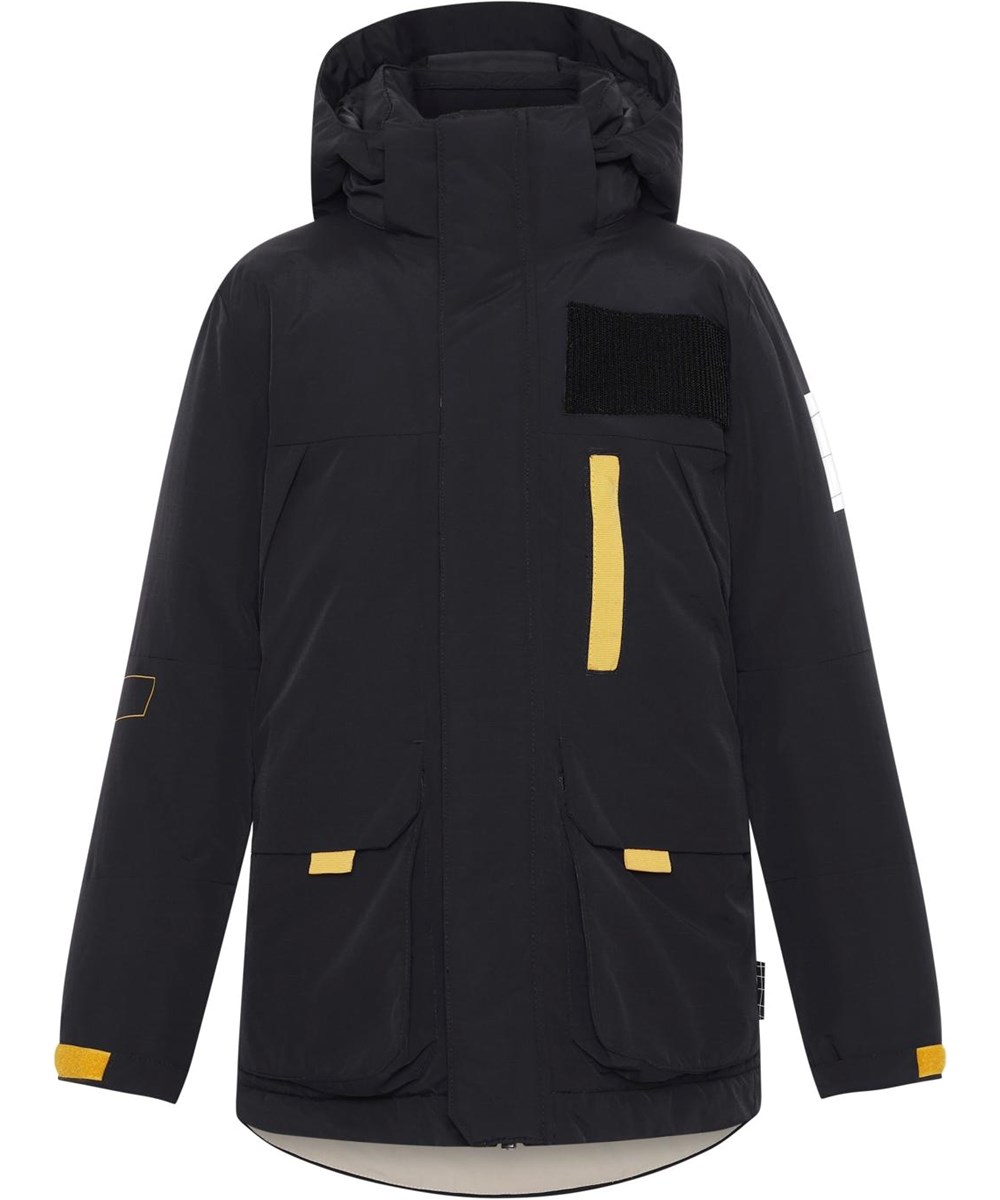 Harding - Black - Recycled black jacket with yellow details