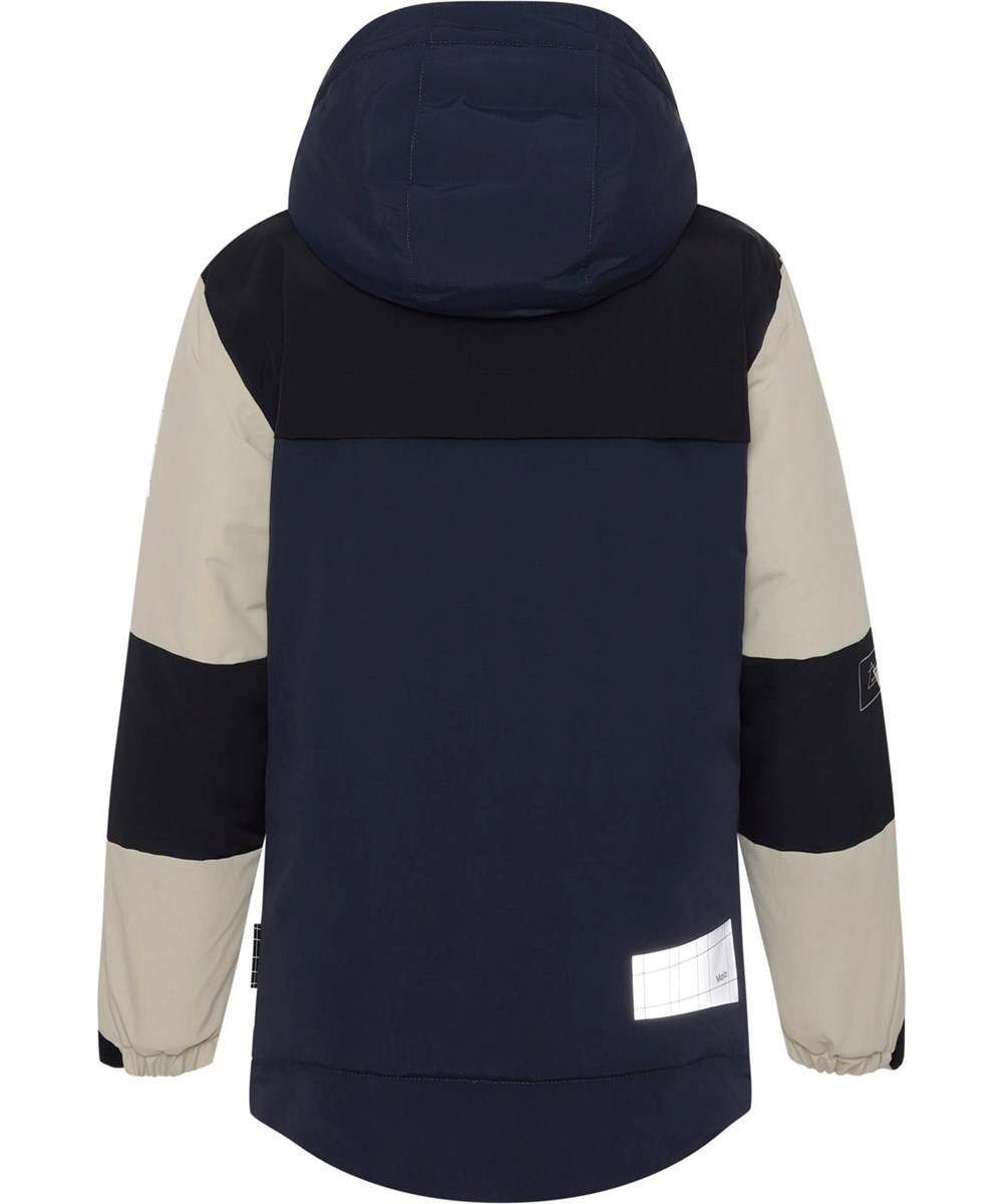Harding - Block Moon Sand - Black, blue and beige recycled jacket