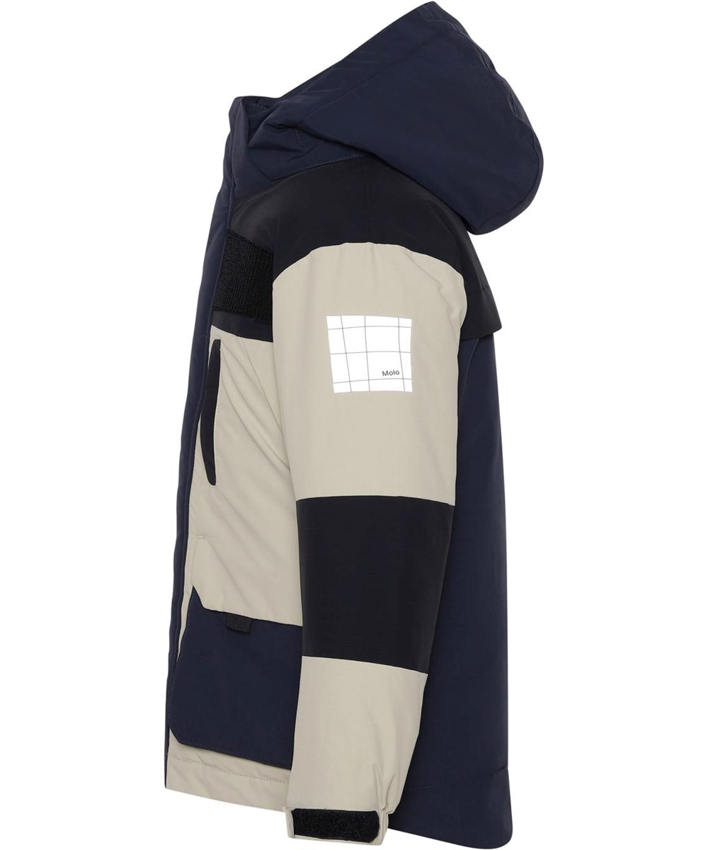 Harding - Block Moon Sand - Black, blue and beige recycled jacket