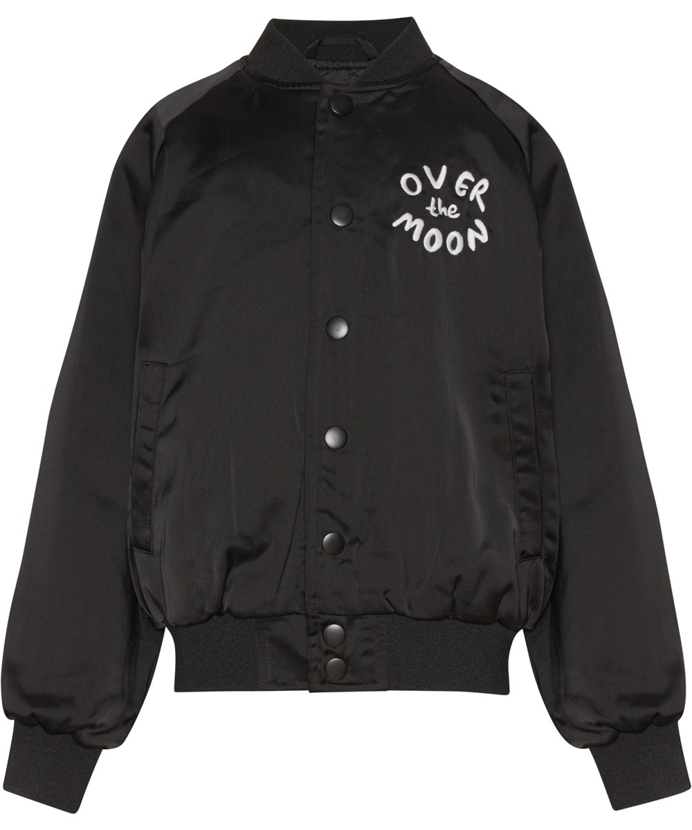 Harly - Black - Baseball jacket in beige and black with peace embroidery