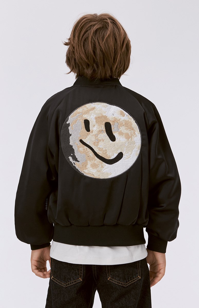 Harly - Black - Baseball jacket in beige and black with peace embroidery