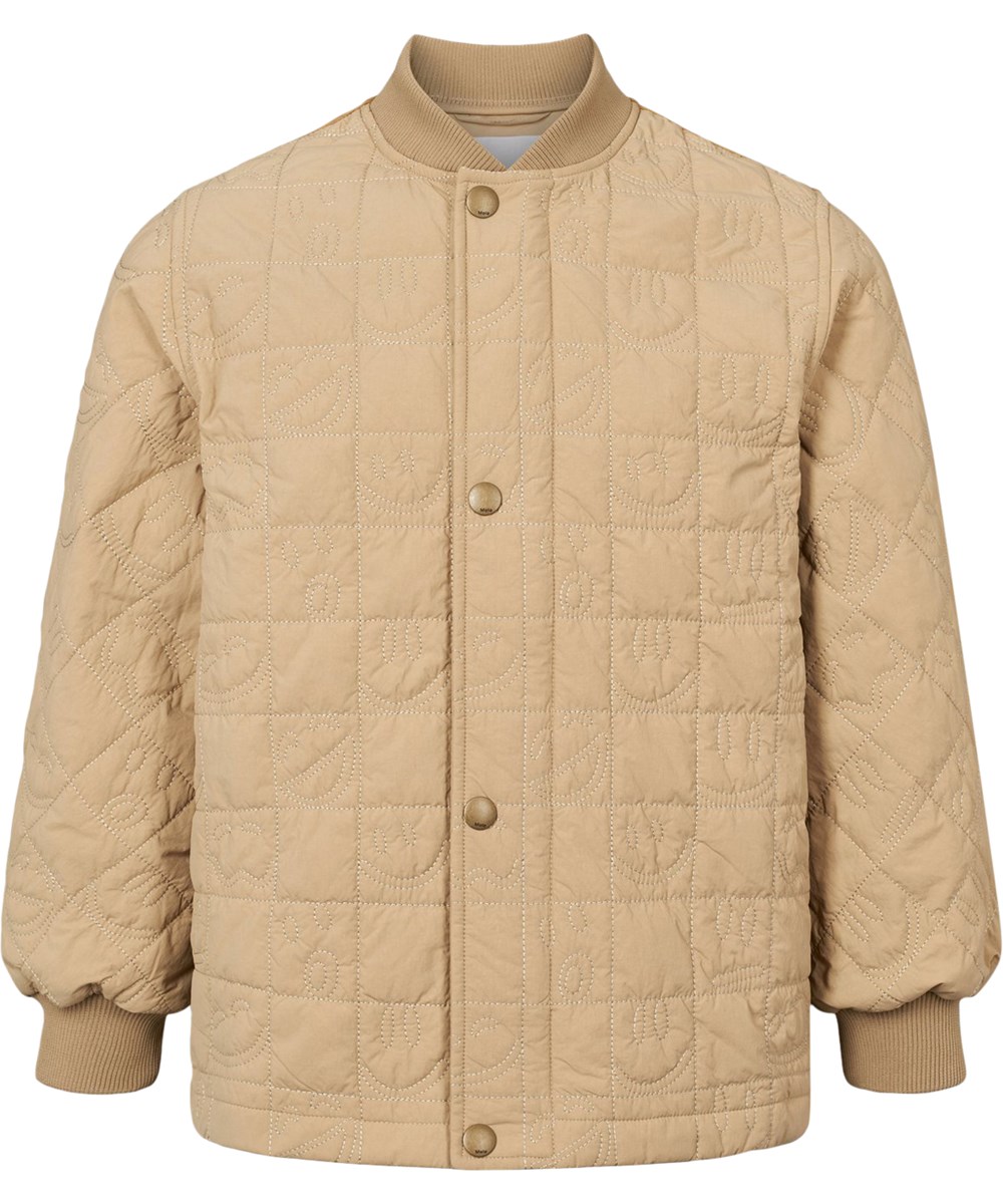 Harold - Desert - Sand-coloured wind and water-repellent quilted cotton jacket  for children with soft ribbing at the neck and sleeves.