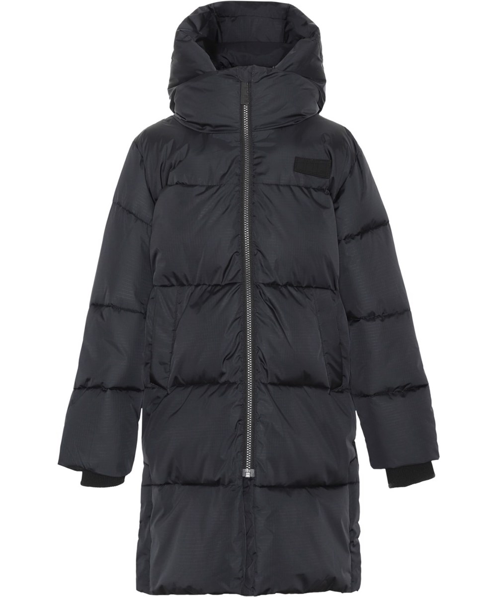 Harper Black Recycled warm and long down coat in black Molo