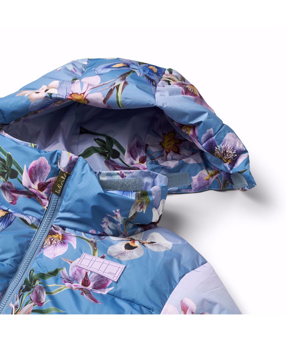 Harper - Gradient Flower - Warm puffer jacket for children in recycled polyester with floral print.