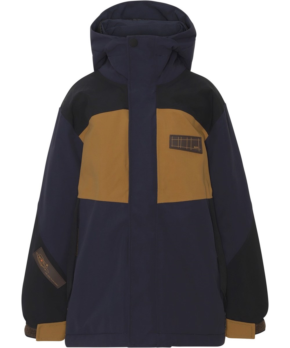 Harrison - Galaxy Block - Blue and brown waterproof and recycled jacket