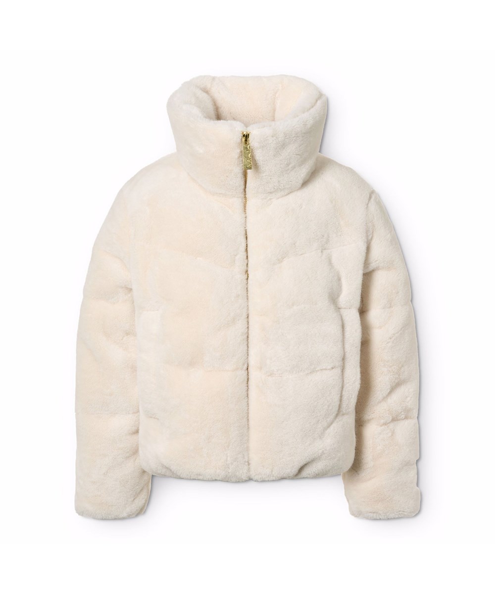 Havi 2 - Vanilla - Off-white jacket for children in soft. imitation fur made of recycled polyester.