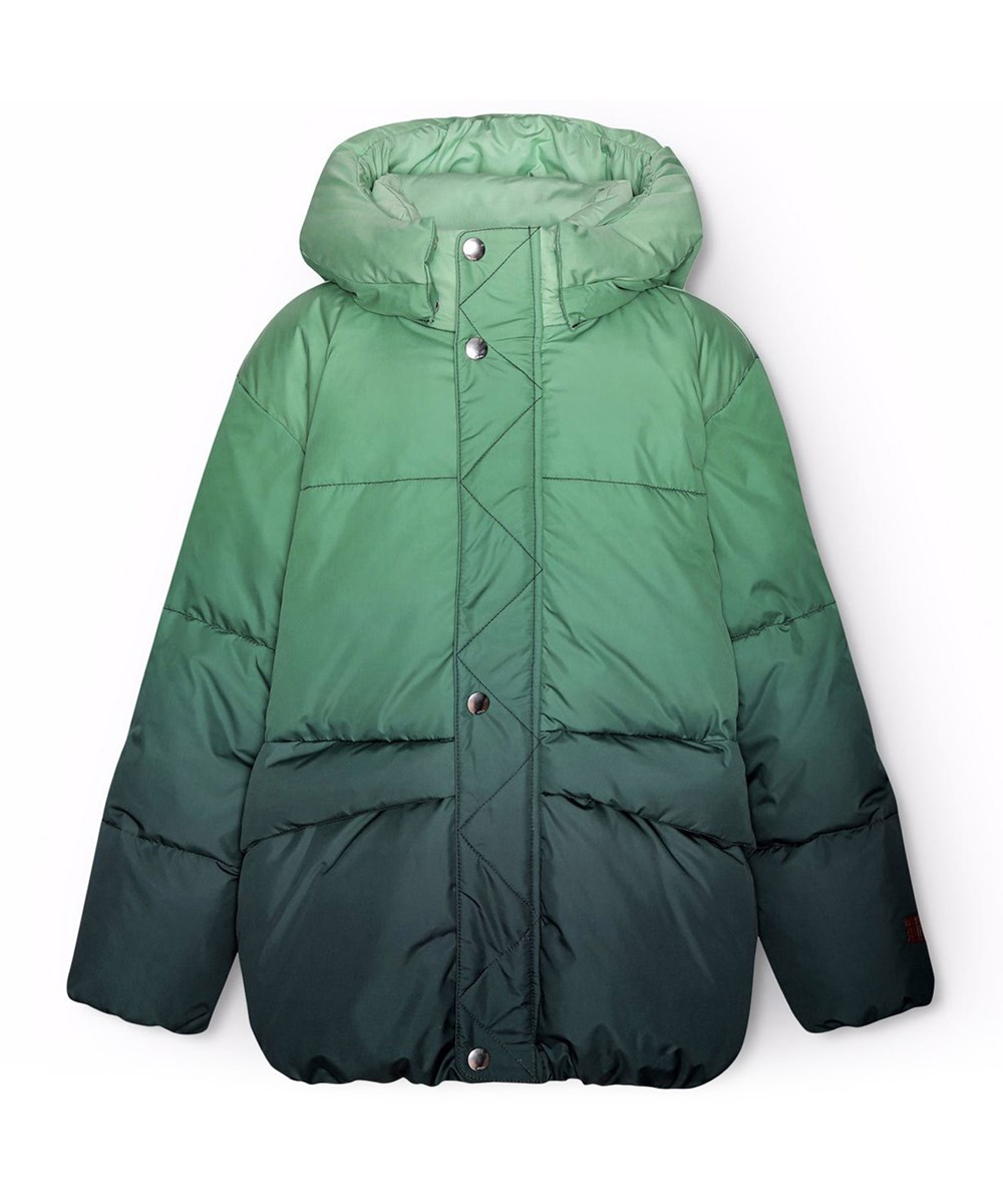 Hayden - Green Shades - Water-repellent jacket for children in recycled polyester in green gradient colours.