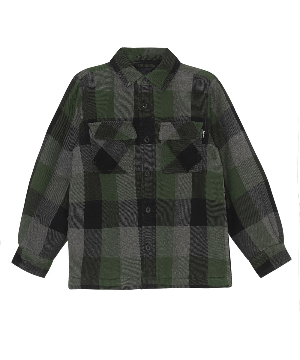 Hayes - Green Check - Green and black plaid overshirt