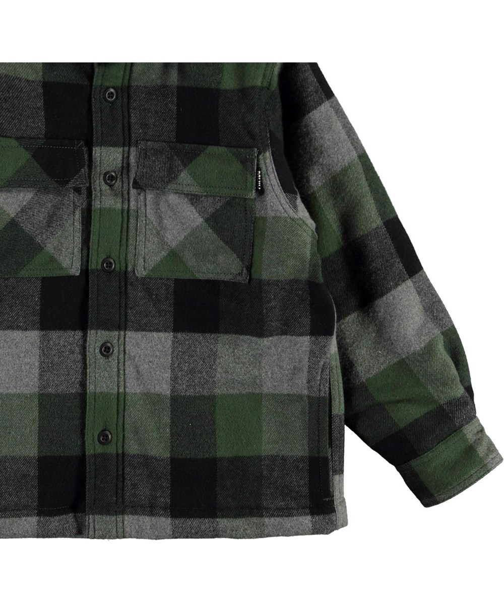 Hayes - Green Check - Green and black plaid overshirt