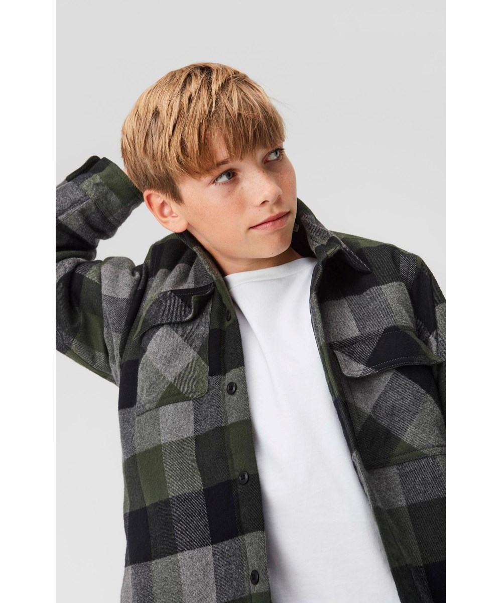 Hayes - Green Check - Green and black plaid overshirt