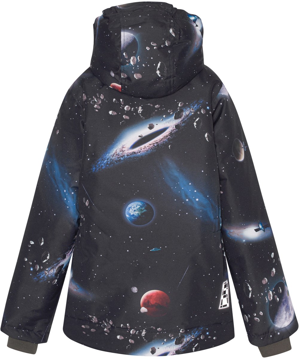 Heiko - Into Space - Recycled blue unisex winter jacket with planet print