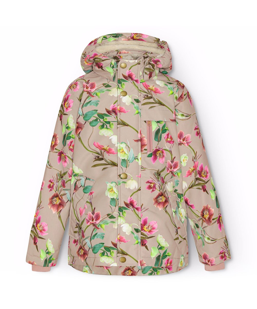 Heiko - Winter Roses - Wind- and waterproof winter jacket for children in recycled polyester with flower print.