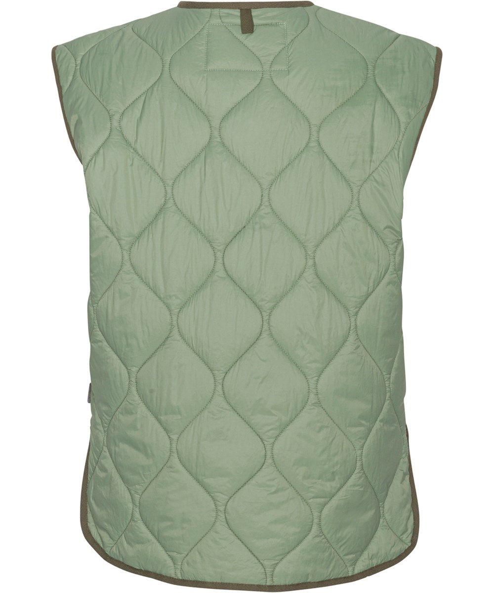 Heisley - Meadow - Recycled green quilted waistcoat with dark green edges