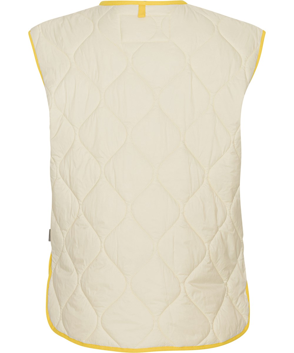 Heisley - Vanilla - Recycled light yellow quilted waistcoat with yellow edges