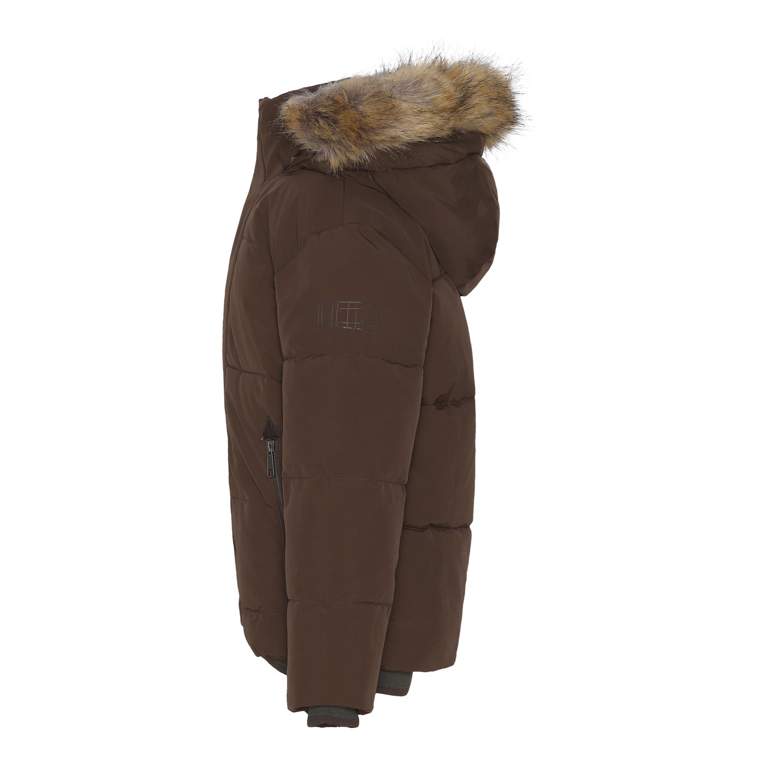 Herbert - Deep Oak - Recycled brown down jacket with faux fur - Molo