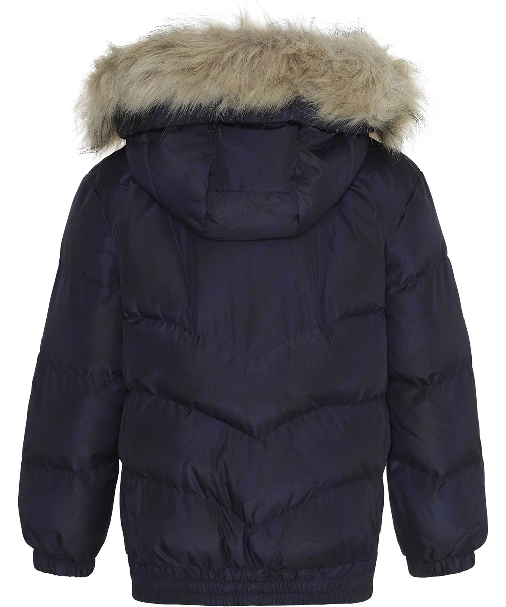 Heylee - Peacoat - Dark blue winter jacket with faux fur. 