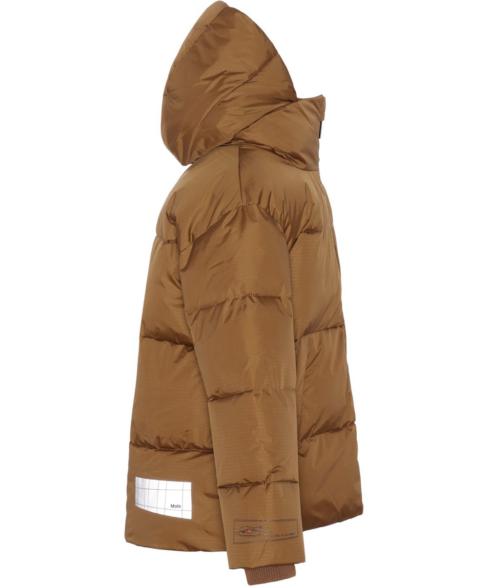 Hilo - Earthy - Recycled brown down jacket with hood