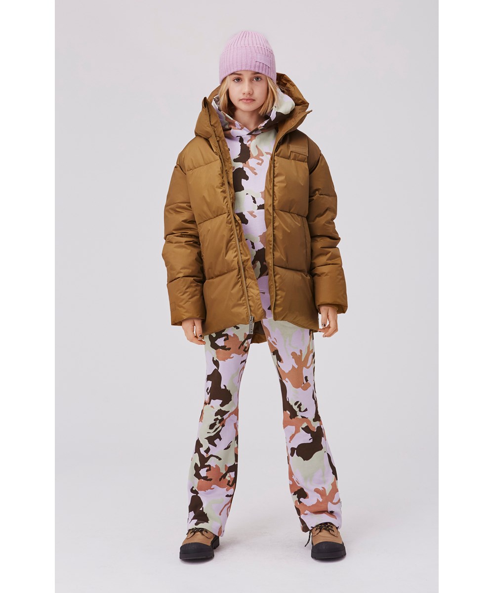 Hilo - Earthy - Recycled brown down jacket with hood