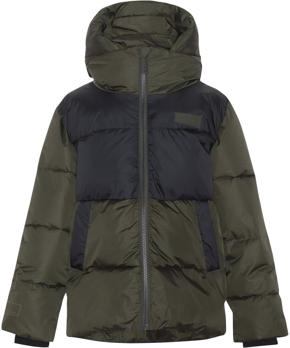 Hilo - Forest - Recycled green down jacket with hood
