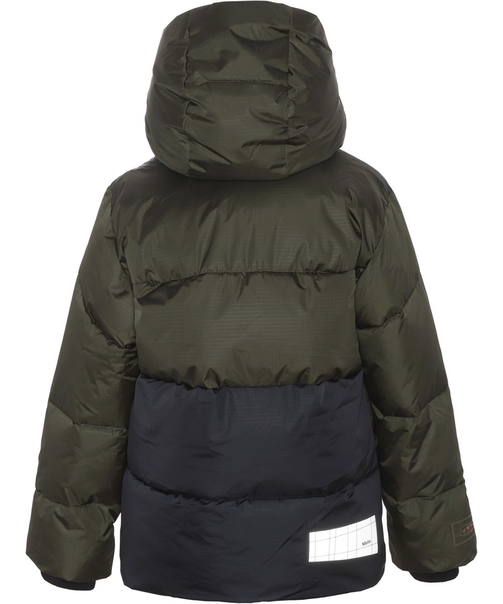 Hilo - Forest - Recycled green down jacket with hood