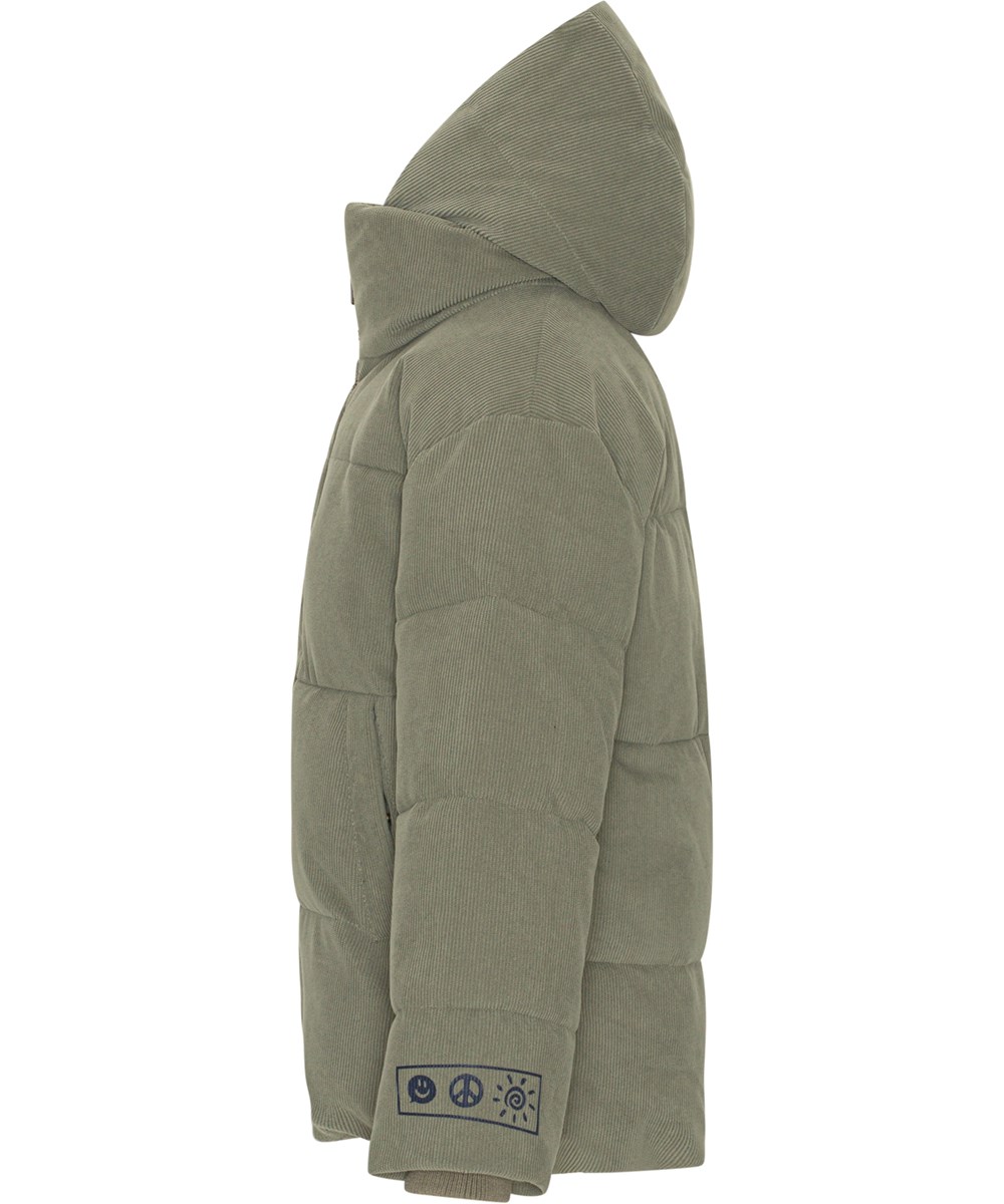 Hilo - Corduroy Green - Recycled soft, warm down jacket in green corduroy