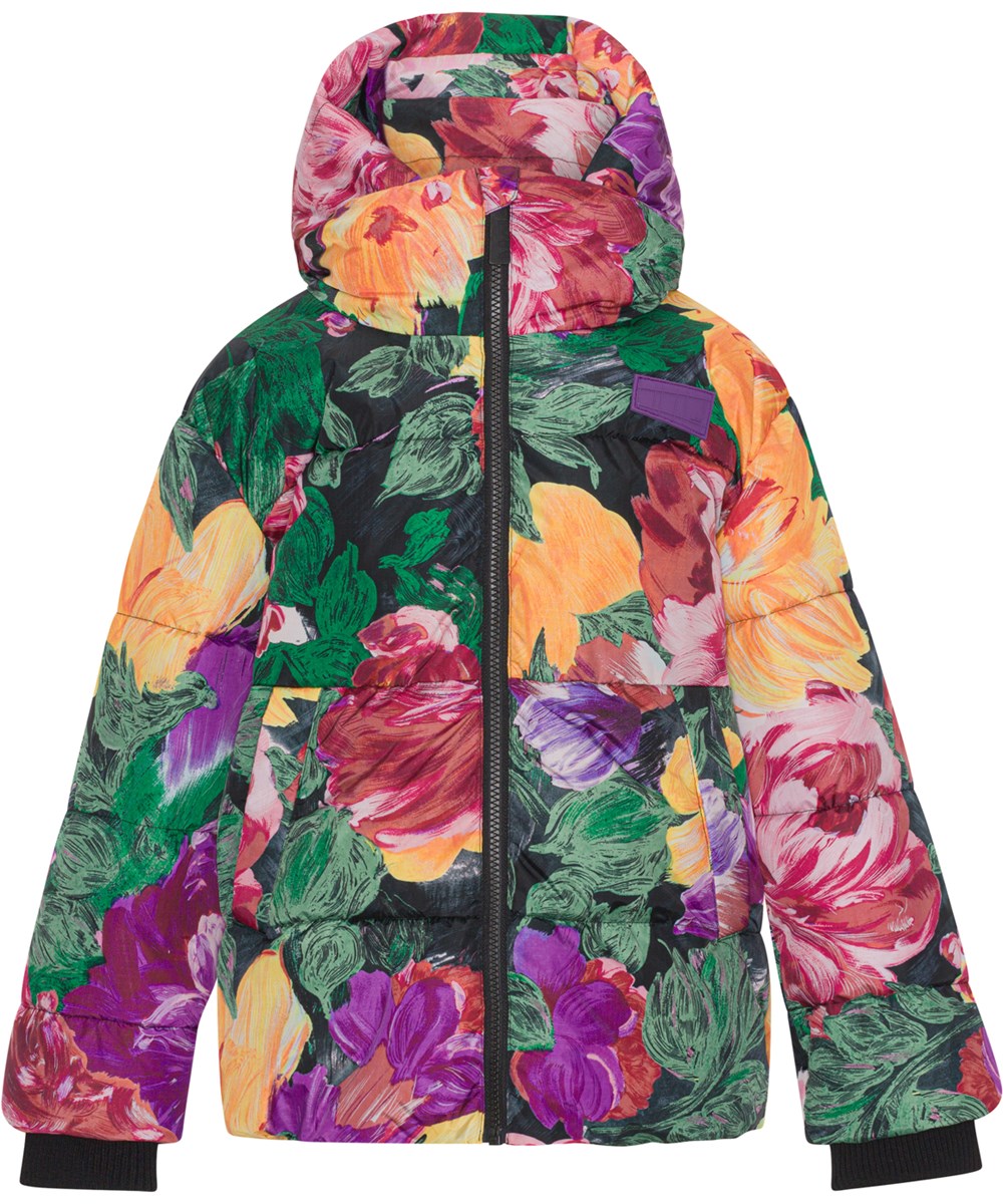 Hilo - Painted Flowers - Recycled soft, warm down jacket with floral print