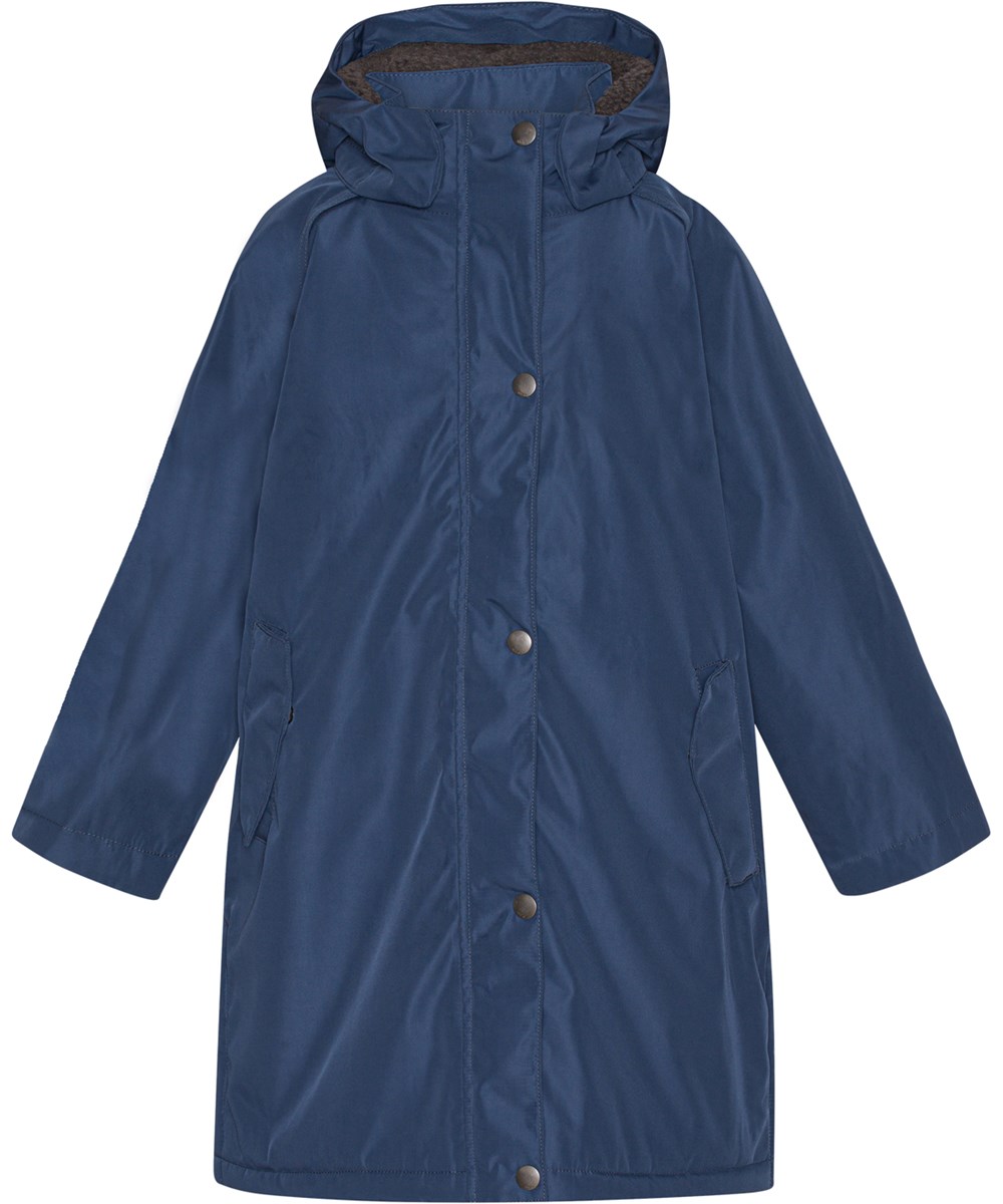 Hollah - Dark Denim - Dark blue winter coat with hood
