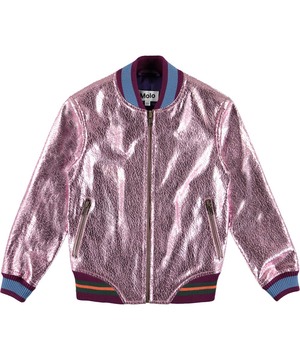 Hollis - Alpine Flower - Metallic leather bomber jacket. 