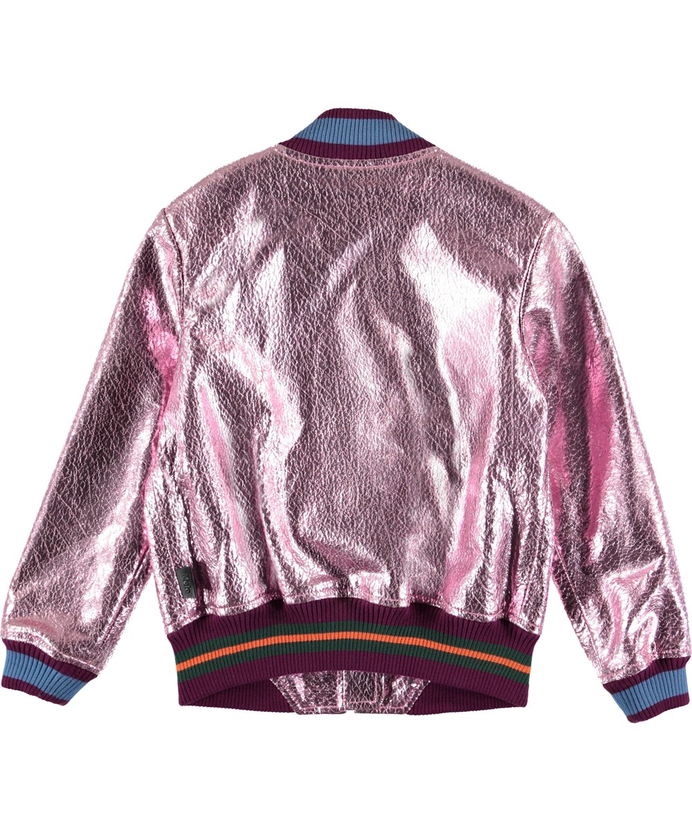 Hollis - Alpine Flower - Metallic leather bomber jacket. 