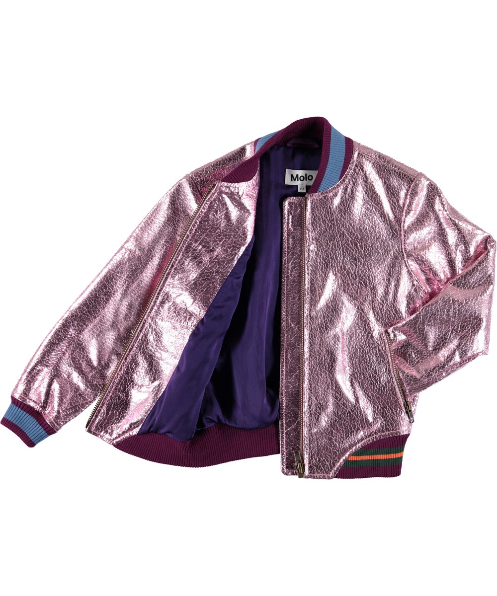 Hollis - Alpine Flower - Metallic leather bomber jacket. 