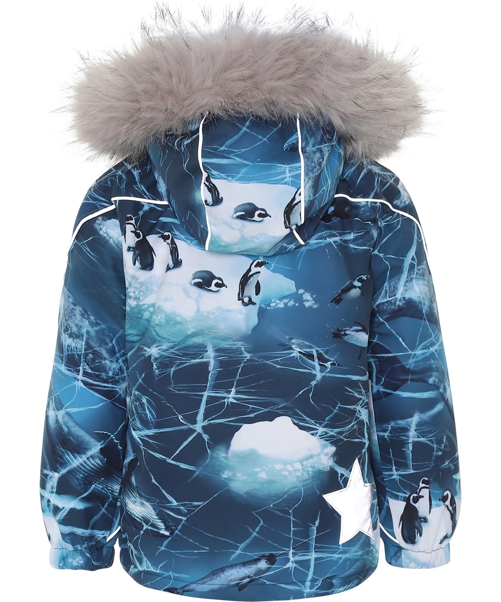 Hopla Fur - Frozen Ocean - Blue winter jacket with print.