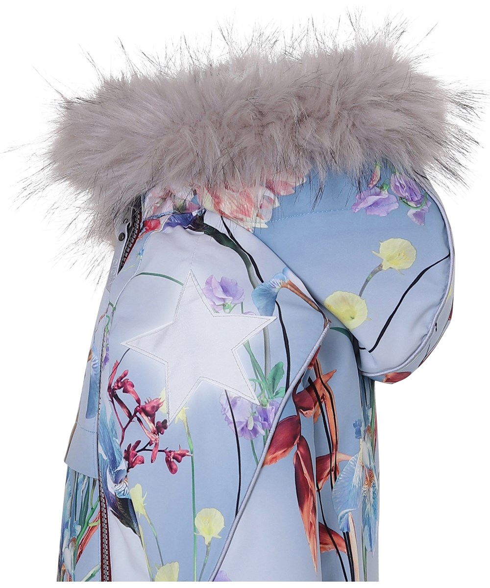 Hopla Fur - Ikebana - Floral print winter jacket with fur