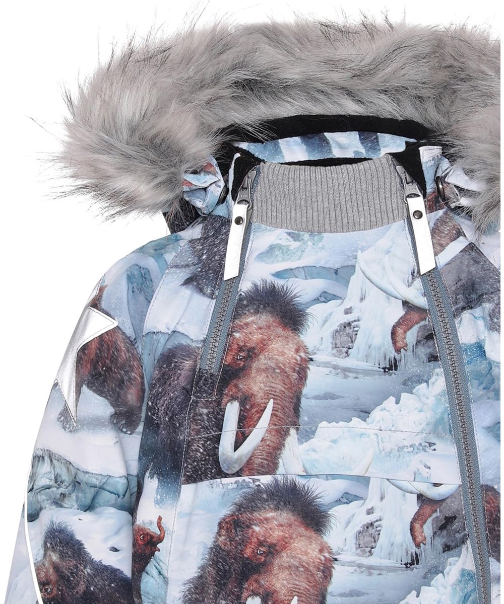 Hopla Fur - Mammoth - Recycled winter jacket with fur and mammoth print