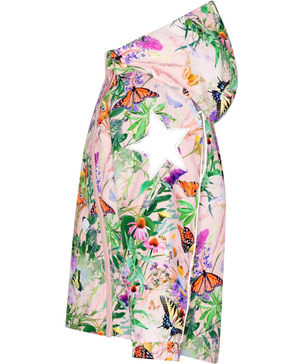 Hopla - Wild Butterflies - Pink, children's summer jacket with floral and butterfly print