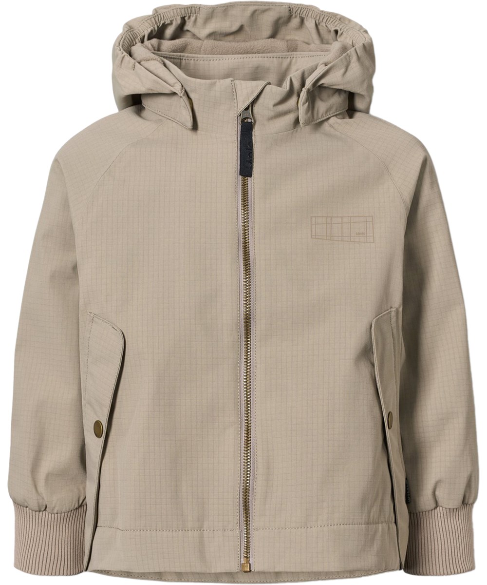 Hoplas - Clay - Wind- and waterproof sand-coloured jacket made from recycled polyester for children
