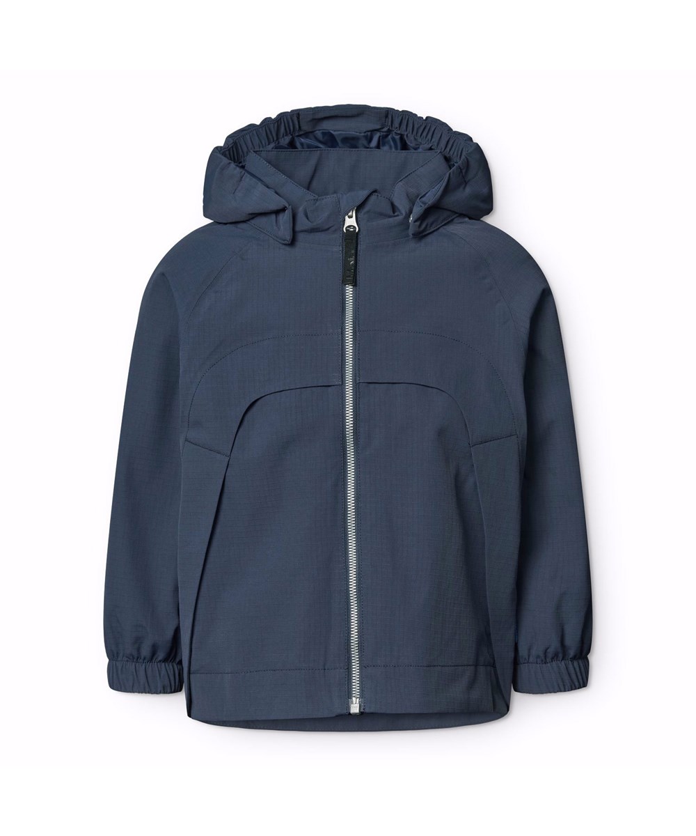Hoplas - Mood Blue - Dark blue wind- and waterproof jacket for children in recycled polyester.