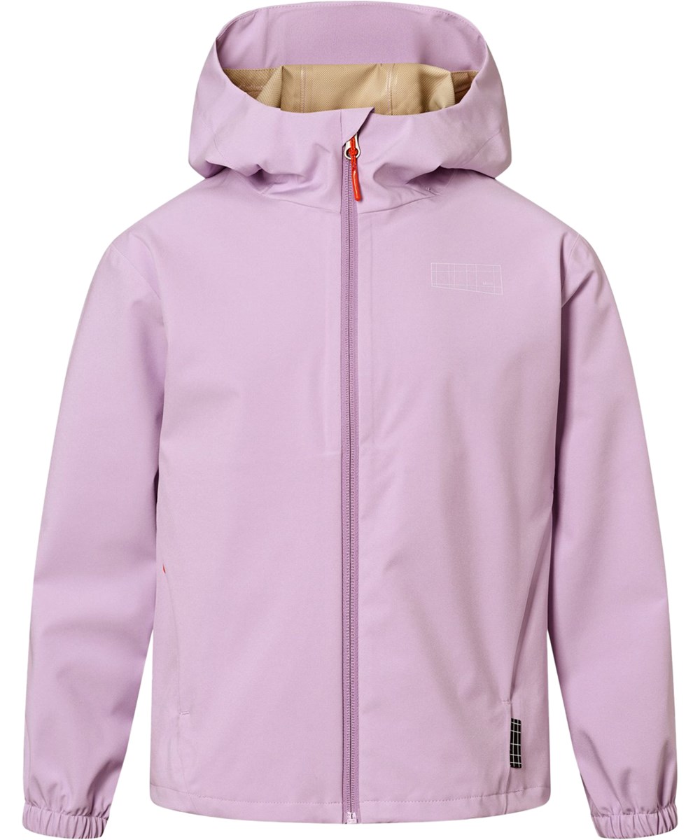 Horizon - Crocus Petal - Purple wind- and waterproof jacket for children with hood and laminated interior made from recycled polyester.