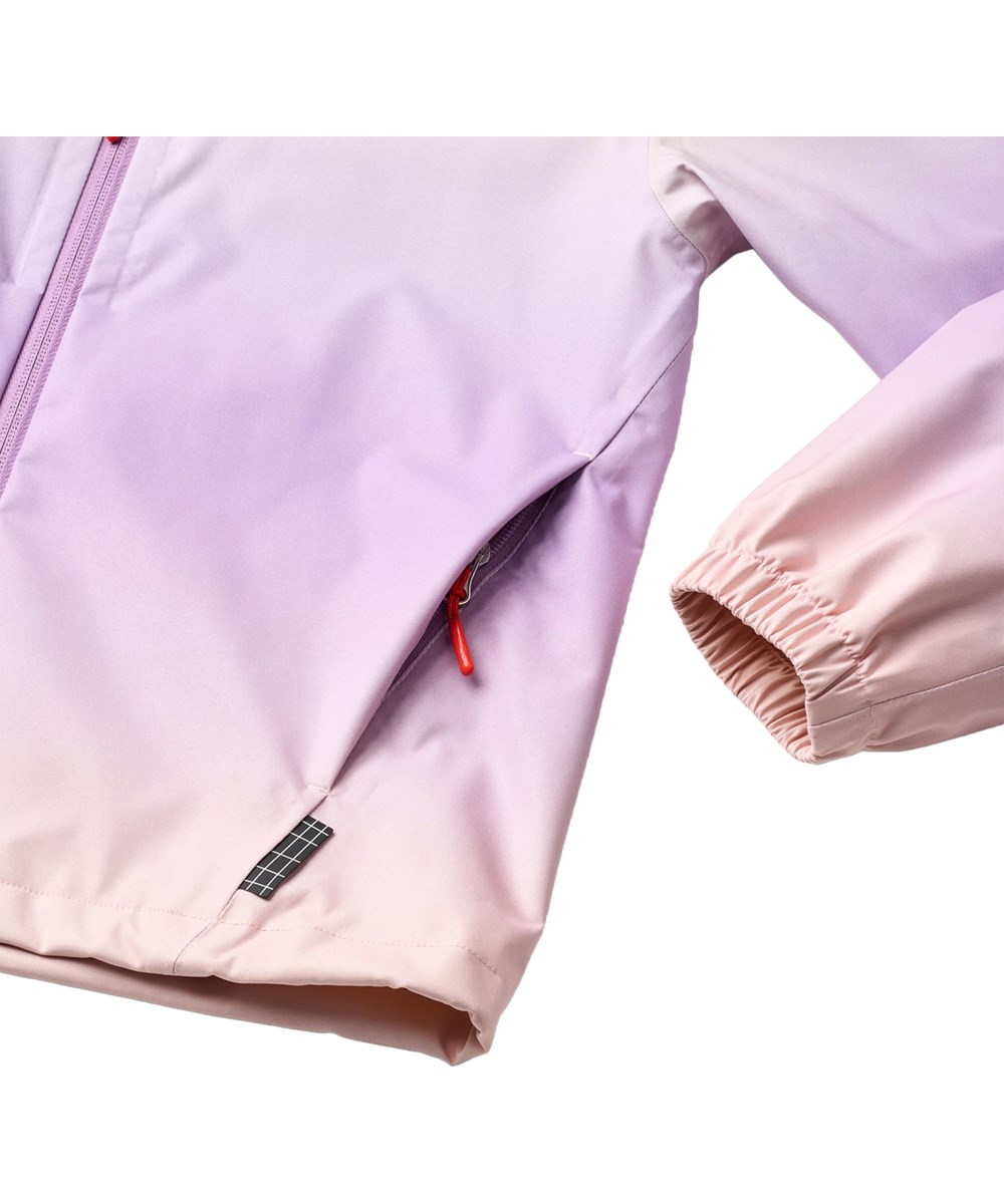 Horizon - Faded Crocus - Purple and beige wind- and waterproof jacket for children with hood and laminated interior made from recycled polyester.