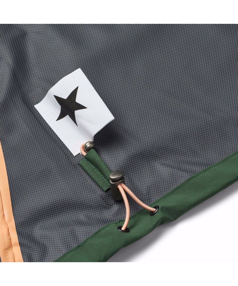 Horizon - Rubber Tree - Green wind- and waterproof jacket for children in recycled polyester with a hood.