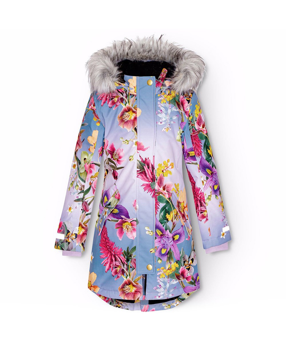 Peace - Gradient Bloom - Wind- and waterproof winter jacket for children in recycled polyester with flower print.