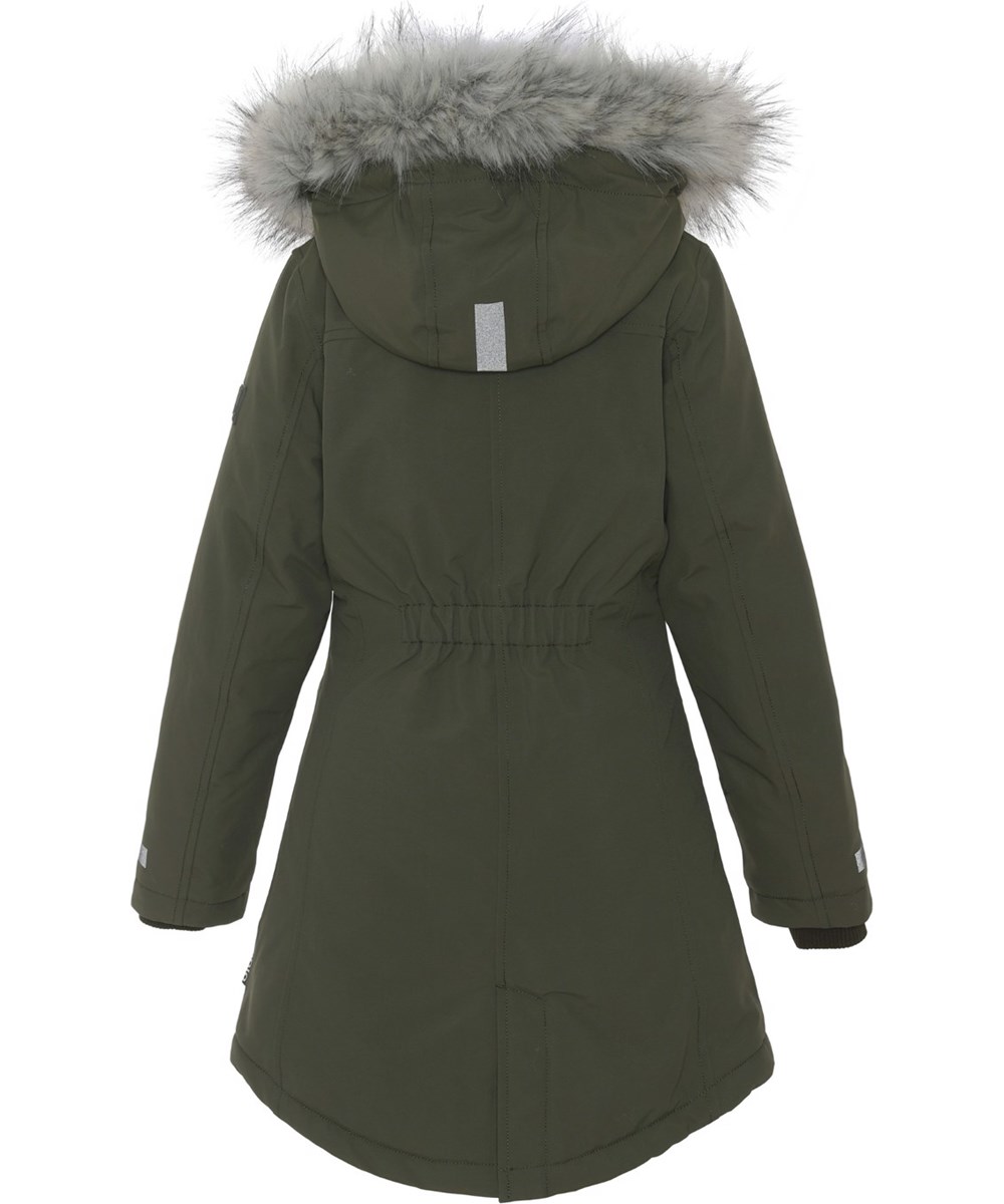 Peace - Forest - Recycled green ski jacket with fur 