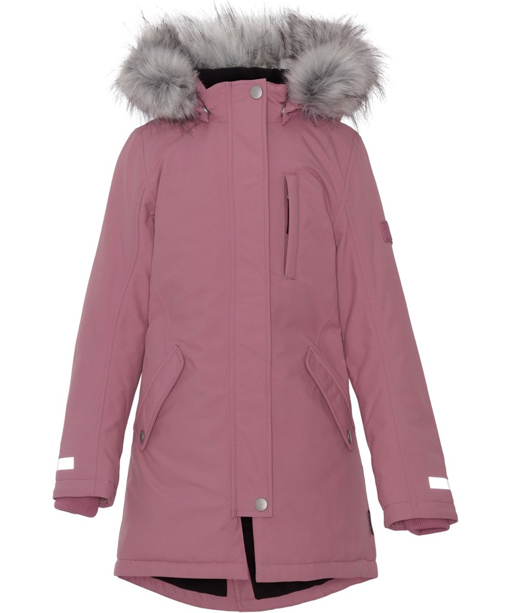 Peace - Velvet Rose - Recycled rose ski jacket with fur 