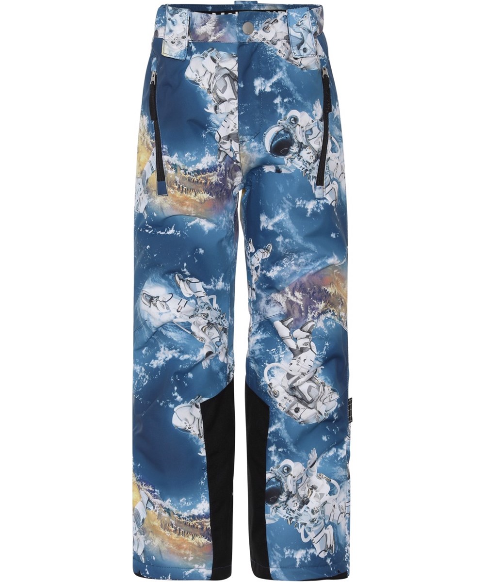 Jump Pro - Astronauts - Recycled blue waterproof ski trousers with astronaut